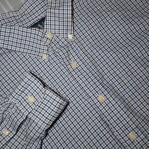 Ralph Lauren Classic Fit Mens XL Blue Chec Button Down Long Sleeve Causal Oxford